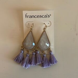 Francesca lavender drop earrings with Fringe